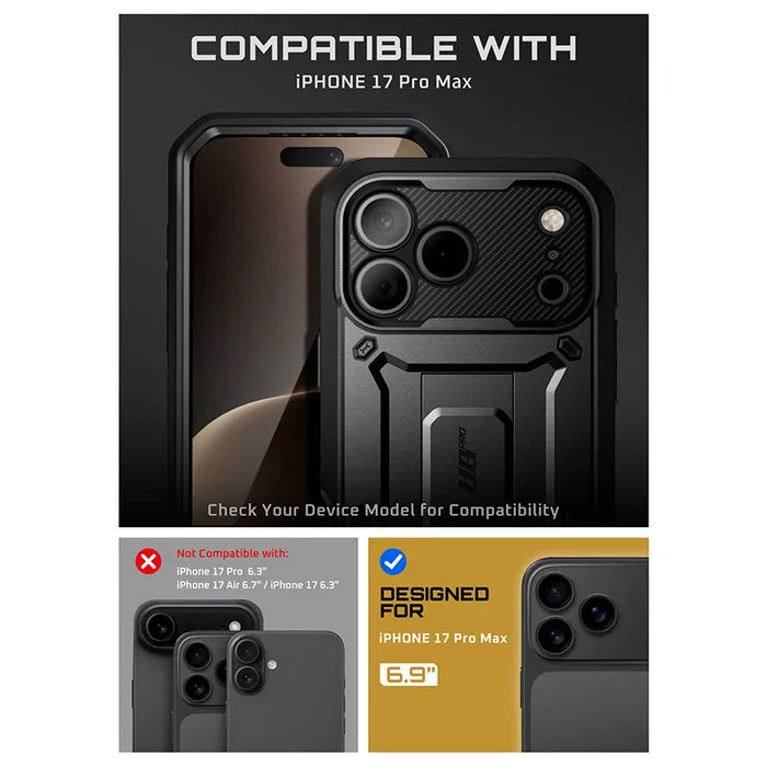 For Iphone 17 Pro Max 6.9 Inch 2025 Ub Pro Full-Body Heavy Duty Rugged Phone Case With Built-In Screen Protector