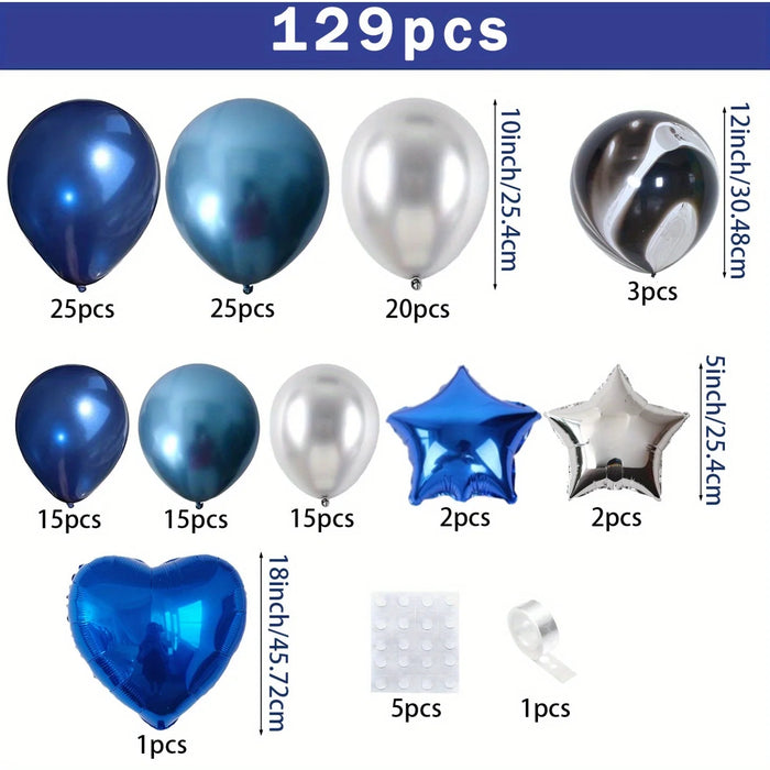 129Pcs Winter Blue Balloon Garland Arch Set Suitable For Themed Party Decorations Birthday Parties Anniversary Celebrations Etc