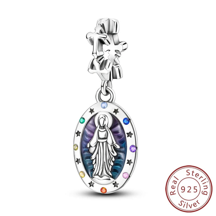925 Sterling Silver Our Lady Of Mercy Pendant Fits Bracelet Diy Gift For Women