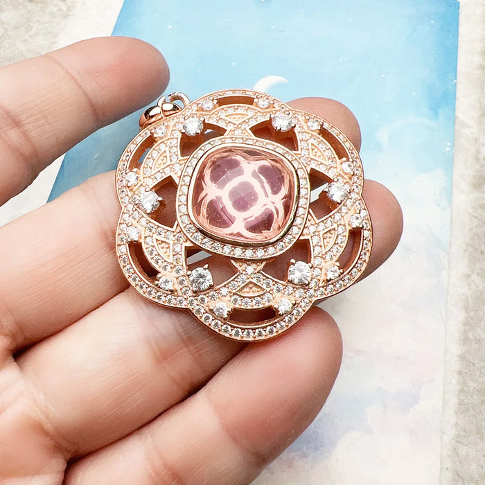 925 Sterling Silver Romantic Rose Flower Pendant New Jewelry Accessory For Women