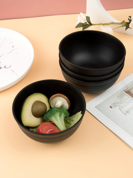 4 / 6 / 8 Piece Reusable Black Plastic Dinner Bowls Ideal For Food Dessert Camping