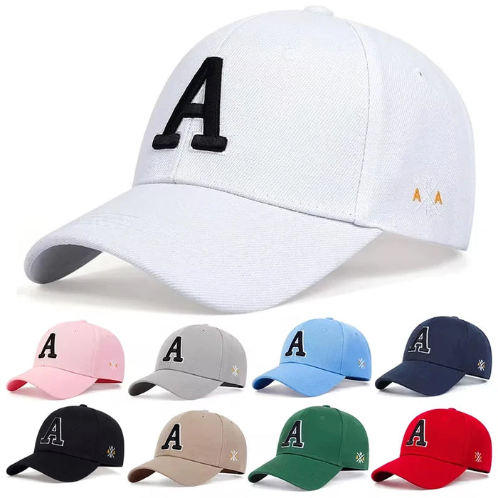Embroidered A Letter Baseball Cap Unisex Outdoor Sun Hat
