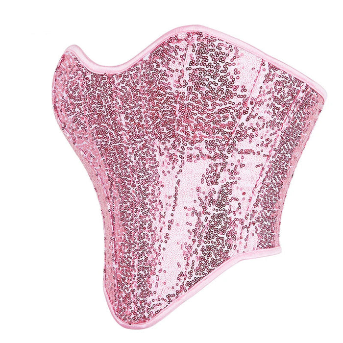 Sequined Overbust Corset Pink Going Out Body Shapewear For Women