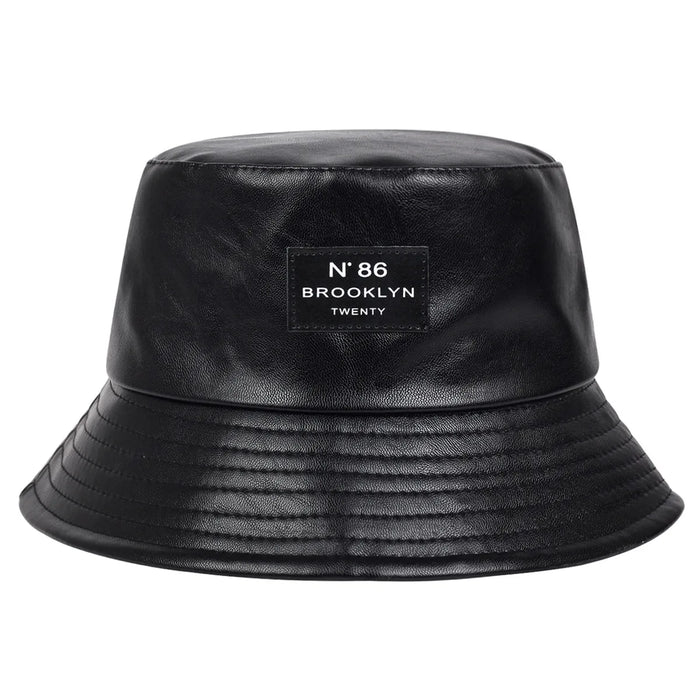 Stylish Unisex Pu Leather Bucket Hat For Outdoor Sun Protection