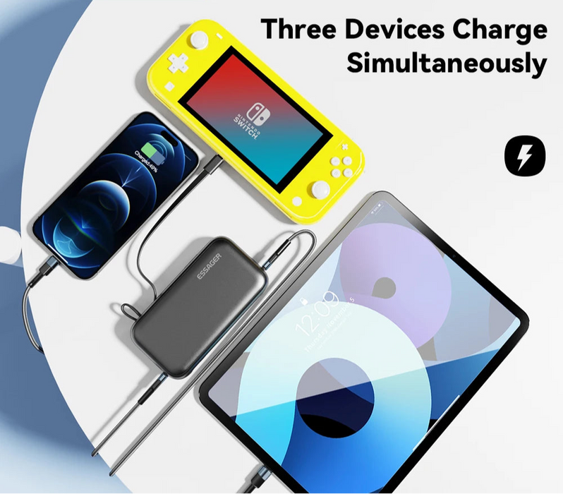 Power Bank Portable 15000Mah In With Usb C Cable External Spare Battery Pack For Iphone Ipad Macbook 65W Fast Charger