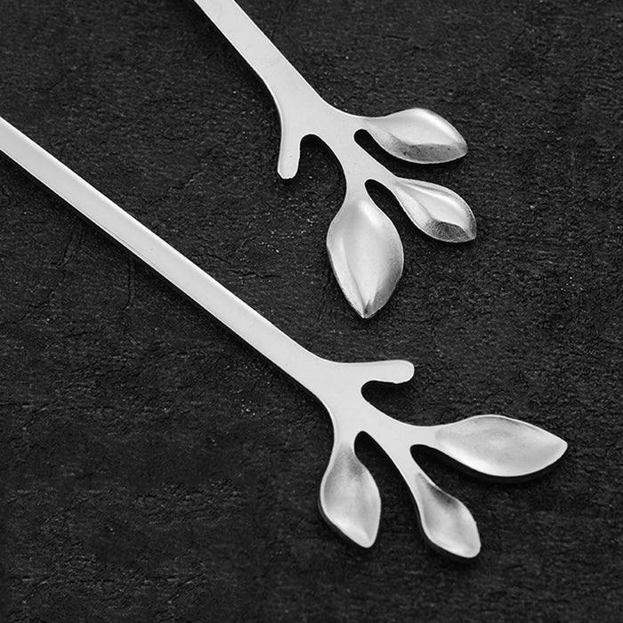 6 Piece Stainless Steel Leaf Scoop Ice Cream Spoons