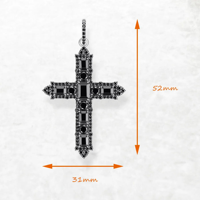 925 Sterling Silver Timeless Black Zircon Cross Pendant Jewelry For Women