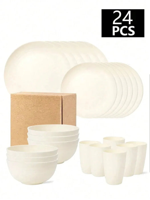 4 / 16 / 20 / 24 / 32 Piece Reusable Plastic Tableware Set For Home Camping Picnics