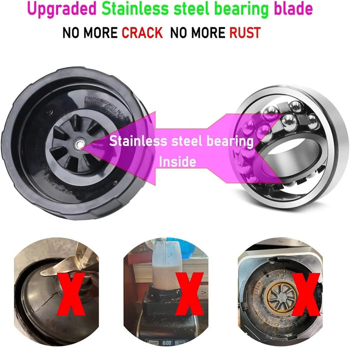 Replacement 7 Fins Male Blade & 32Oz Blender Cup Compatible For Nutri Ninja Blender [4 Inch Male 7 Fins Blade]