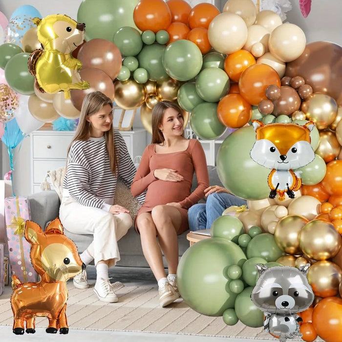 151Pcs Woodland Animal Balloon Garland Set Forest Animal Birthday Party Neutral Reveal Party Jungle Decoration Theme Party