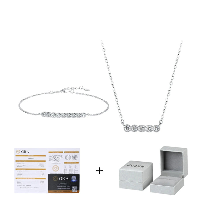 925 Sterling Silver D Colour Moissanite Necklace & Bracelet Set