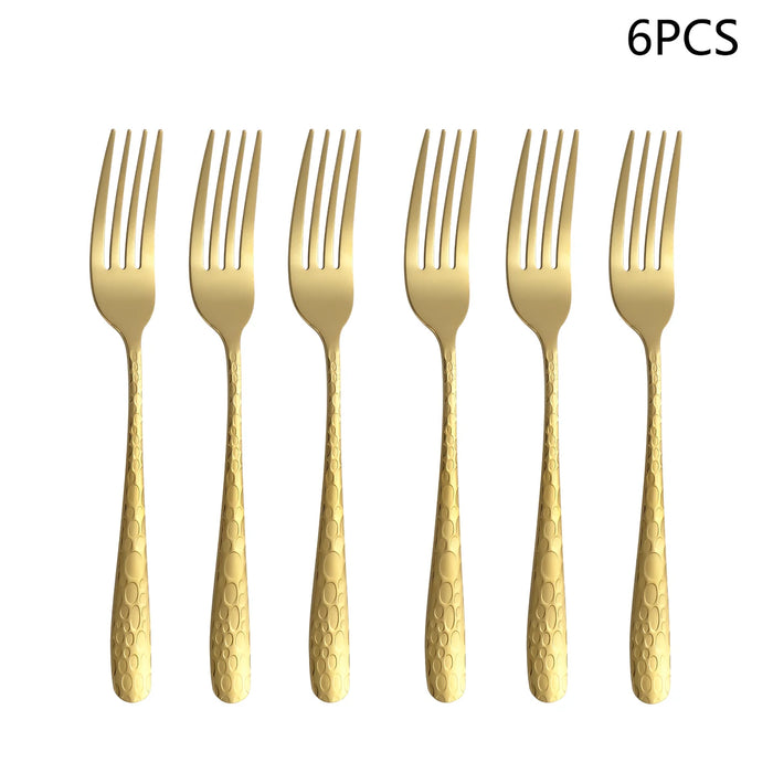 4 / 6 / 16 / 24 Piece Gold Stainless Steel Tableware Set For Family Dining