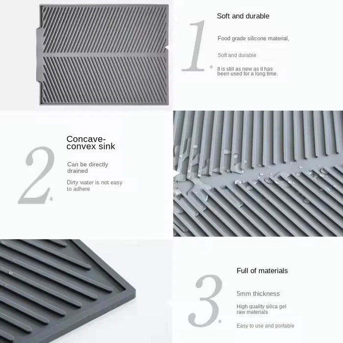 Non Slip Silicone Drain Mat for Kitchen Tableware
