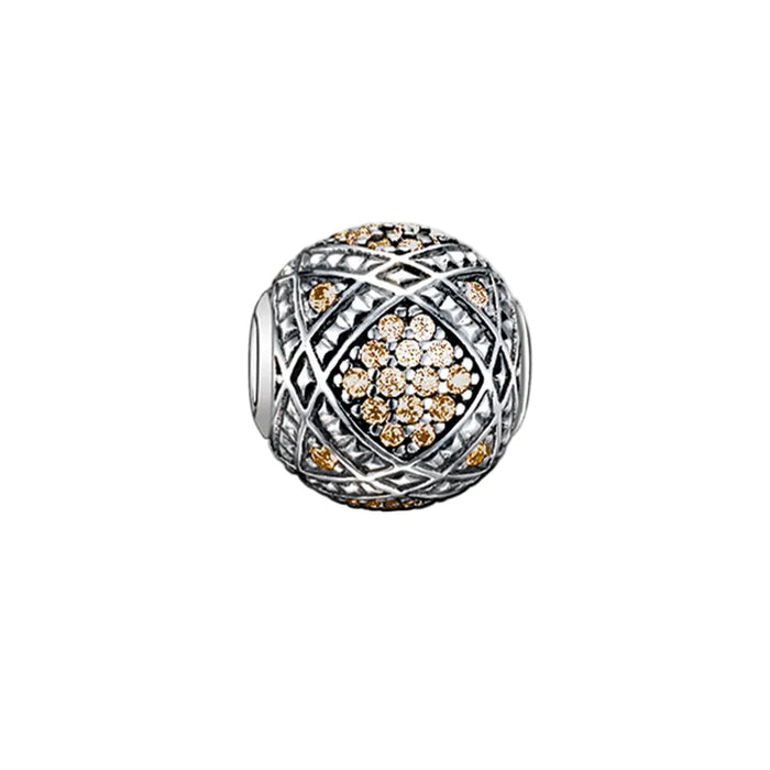 925 Sterling Silver Champagne Cz Beads Charms For Karma Jewelry