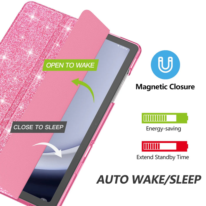 For Galaxy Tab A9+ 11 Inch 2023 Slim Stand Protective Smart Case With Hard Pc Translucent Back Shell