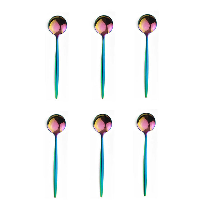 6 Piece Stainless Steel Mini Stirring Spoons For Coffee Tea Sauce Salt Sugar Black / Gold