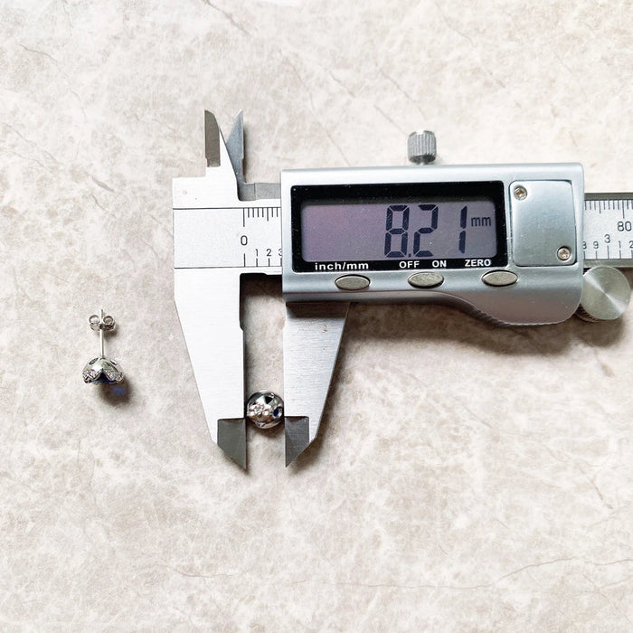 925 Sterling Silver Dark Blue Lotus Stud Earrings