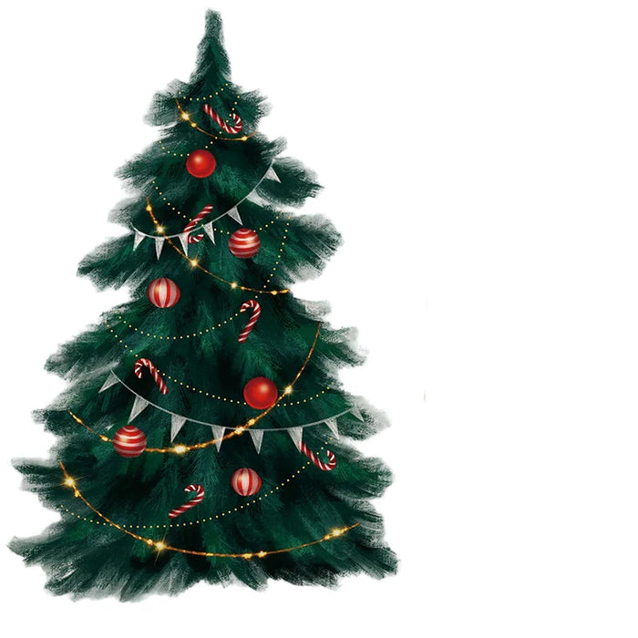 95Cm Deep Green Christmas Tree Wall Stickers For Festive Decor