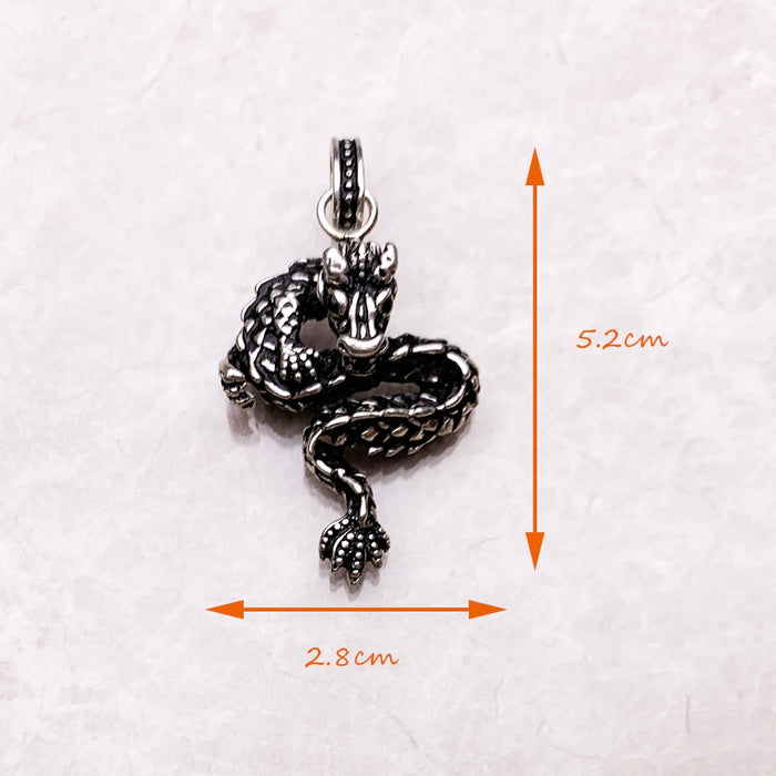 925 Sterling Silver Dragon Pendant Punk Fashion Gift For Women & Men