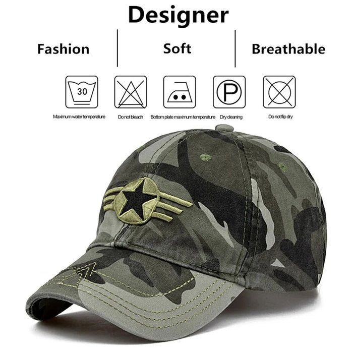 Embroidered Five Star Wings Baseball Cap Adjustable Sun Hat