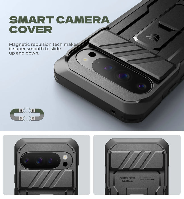 For Google Pixel 10 Pro Xl Kickstand Rugged Bumper Shockproof Case With Slide Camera Case And Built-In Screen Protector