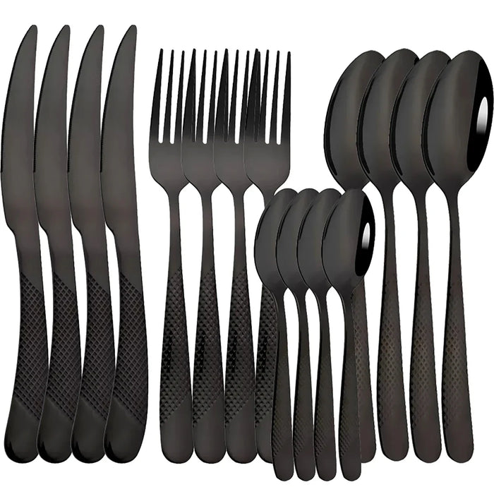 16 Piece Stainless Steel Gold Plated Cutlery Set For Western Dining
