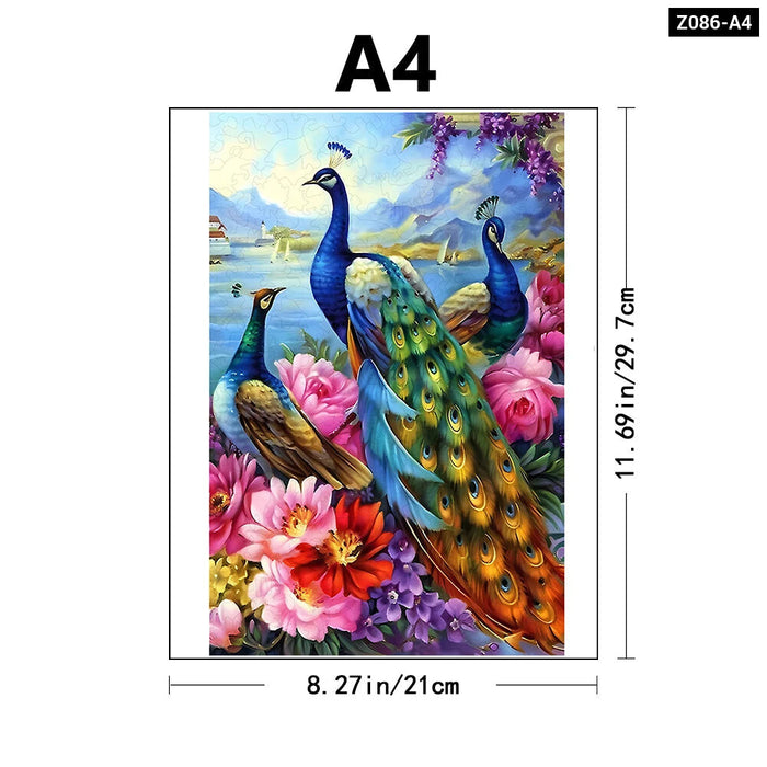 Wooden Peacock Jigsaw Puzzle For Kids