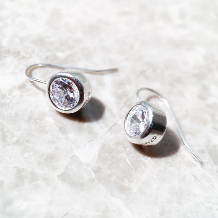 925 Sterling Silver Round Swan Neck Drop Earrings For Women European Style Fine Jewelry