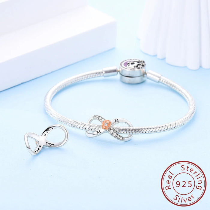 925 Sterling Silver Endless Love Pendant Fits Bracelet Diy Gift For Women
