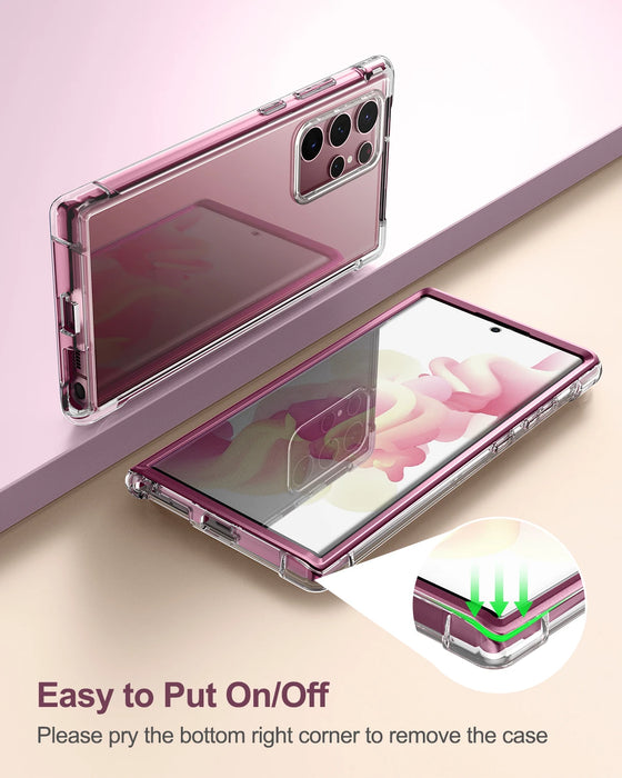 For Samsung Galaxy S22 Ultra Built In Screen Protector Hybrid Hard Shell Tpu Bumper Rugged Case