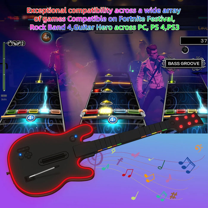 2.4G Wireless Guitar Hero Controller Game Wireless Gaming Pc Guitar Controller With Strap & Wireless Dongle For Ps3 Ps4 Pc Guitar