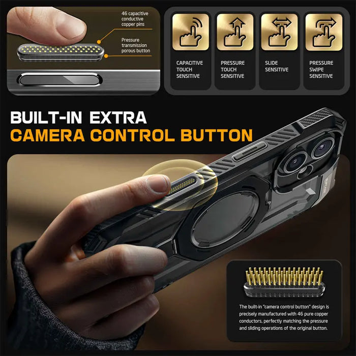 For Iphone 16 Ub Grip Heavy Duty Rugged Magnetic Magsafe Phone Case With Camera Control Capture Button & Stand