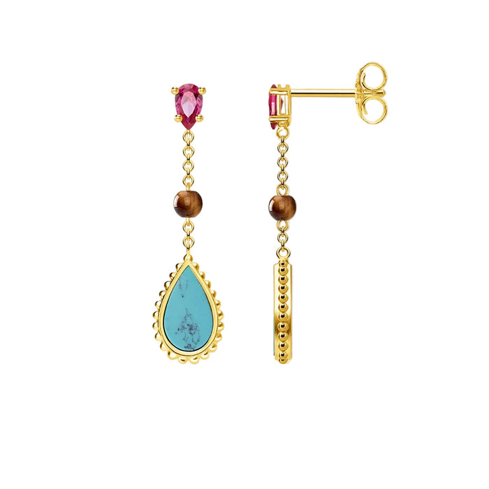 925 Sterling Silver Gold Plated Riviera Earrings Fine Jewelry For Women Autumn Collection