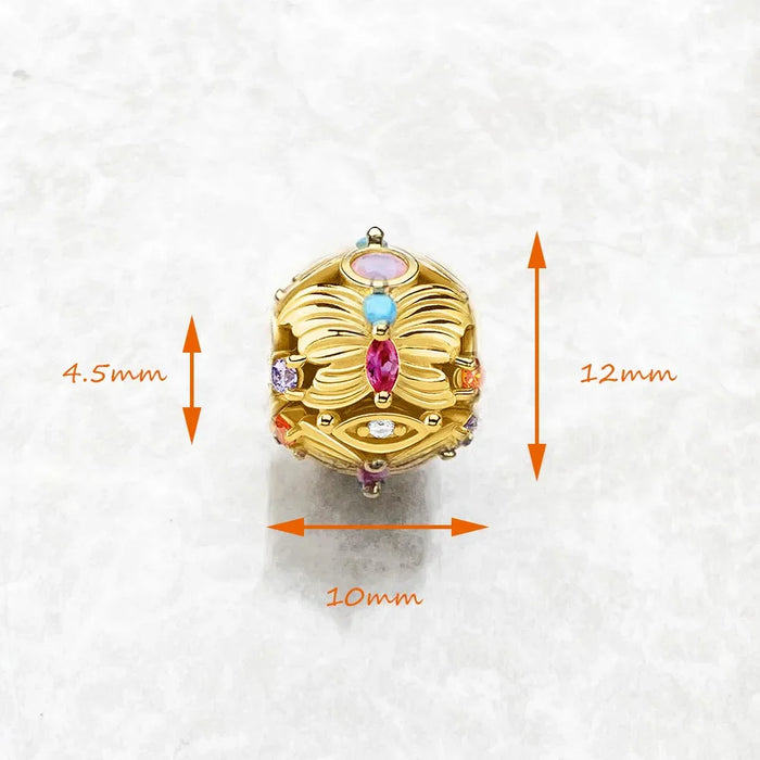 925 Sterling Silver Bohemian Golden Butterfly Bead Charm For European Bracelets