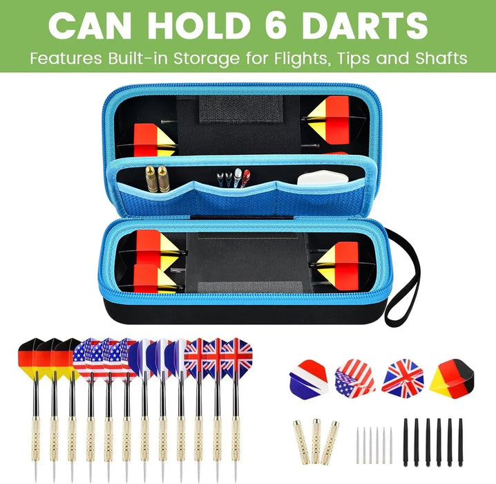 6 Piece Steel Soft Tip Darts Case Holder Bag Organizes Protects Darts Tips Cases Only