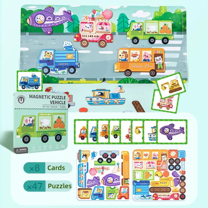 Kids Magnetic Animal & Vehicle Puzzles Ages 3-5