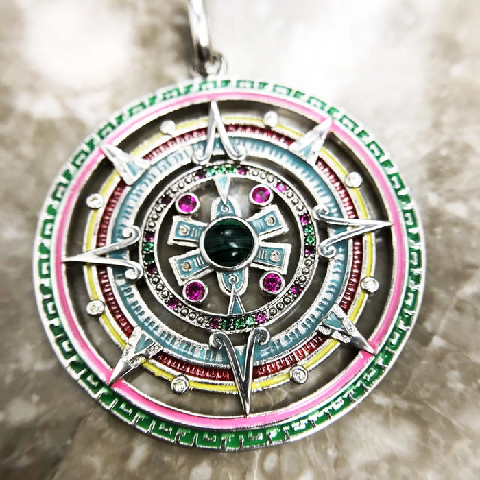 925 Sterling Silver Bohemia Fashion Jewelry Aztec Amulet Pendant