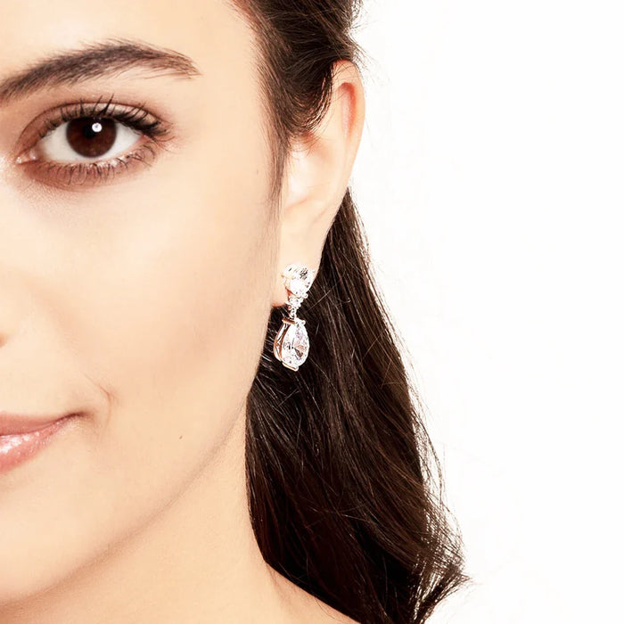 925 Sterling Silver Romantic Water Drop Stud Earrings