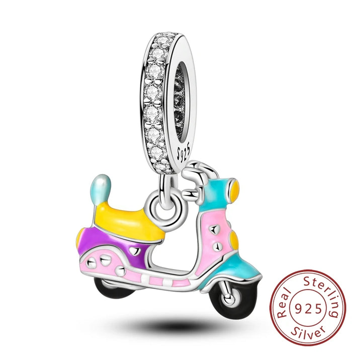 925 Sterling Silver Motorcycle Shoe Pendant Diy Jewelry For Women