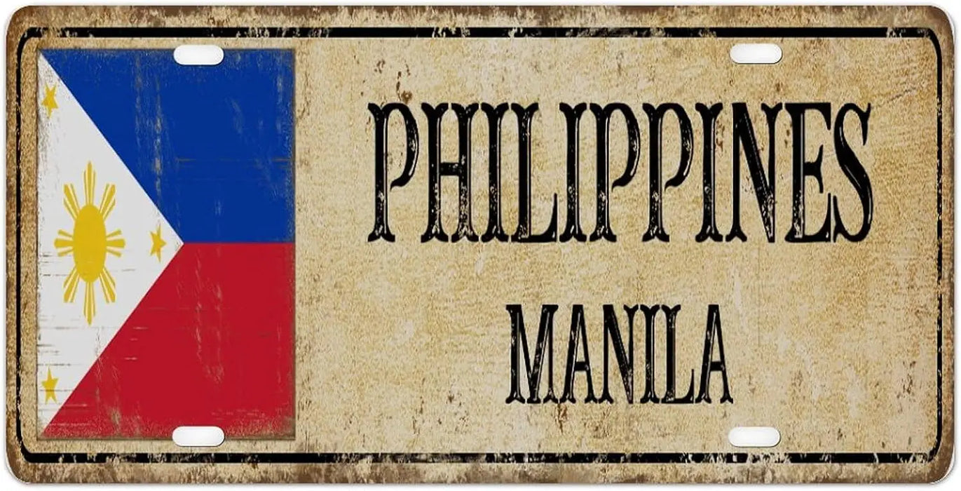 Personalized Manila Metal Tin Sign 6X1 Car Tag