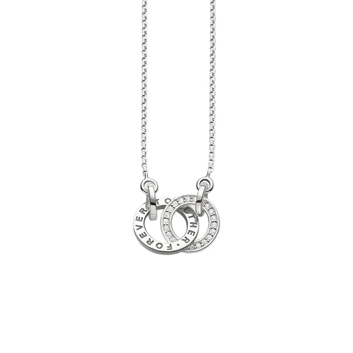 925 Sterling Silver Forever Together Necklace Link Chain Romantic Gift