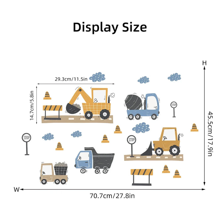 Adorable Construction Truck Wall Stickers For Kids Room