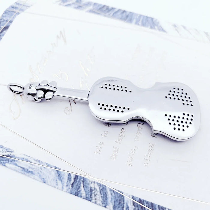 925 Sterling Silver Skull Cello Pendant Rebel Street Jewelry For Men & Women