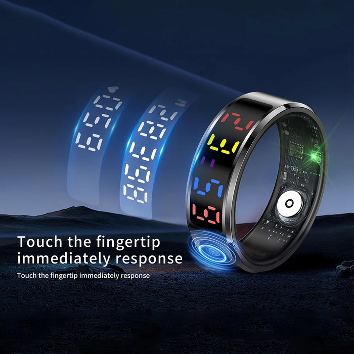 R12 Smart Ring With Display Screen And Touch Heart Rate Blood Oxygen Monitor Ring Tracker Monitor Fitness Ring For Android Ios