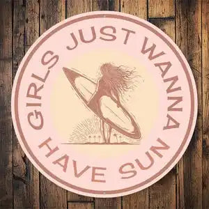 Retro Surf Girl Sign Sun Surf And Fun
