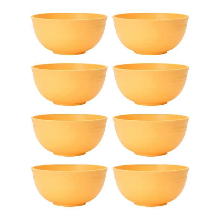 4 / 6 / 8 Piece Reusable Yellow Cereal Bowls Ideal For Food Dessert Camping