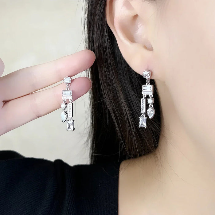 925 Sterling Silver Stunning White Mix Drop Earrings Chandelier Jewelry For Women