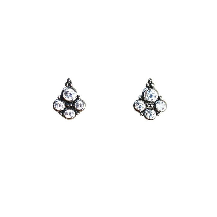 925 Sterling Silver Colourful Stones Stud Earrings