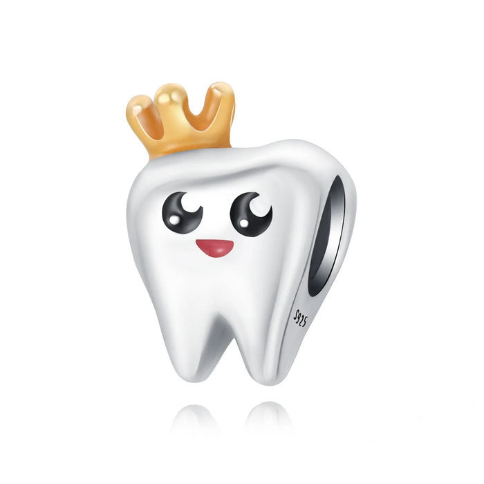 925 Sterling Silver Crown Tooth Charm For Women Bracelet Diy Gift