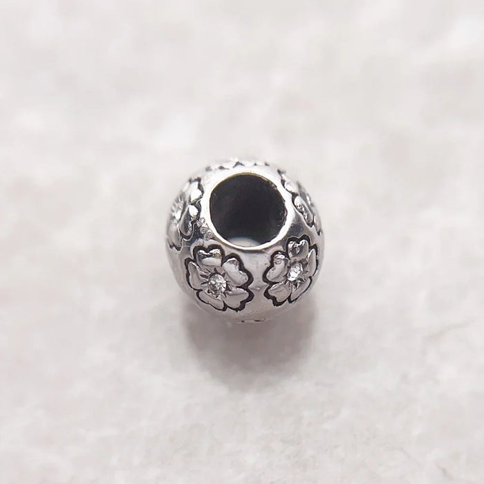 925 Sterling Silver Flower Charm Bead Trendy Sakura Design For Women